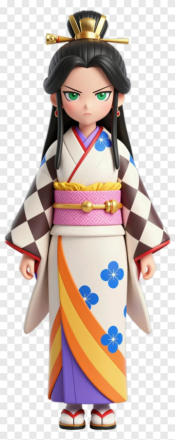 3D Cartoon Woman In Traditional Kimono PNG