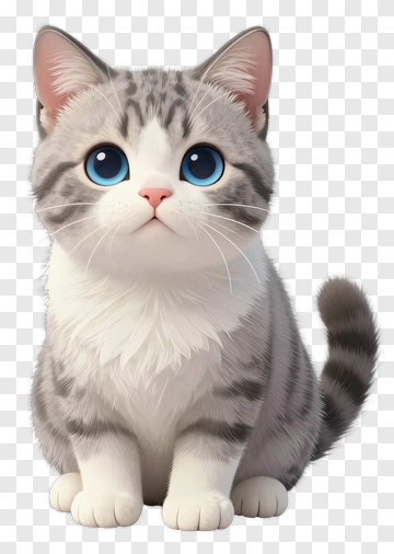 Cartoon Cat With Blue Eyes PNG