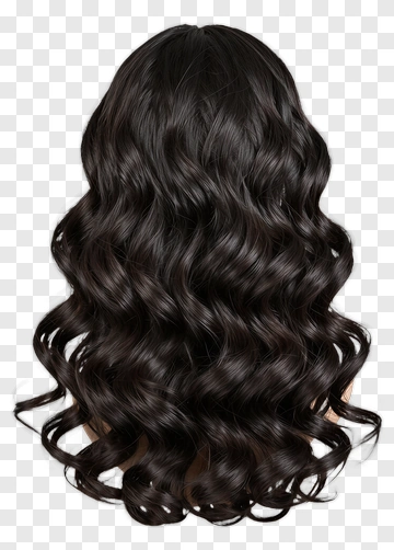 Long Wavy Black Hair PNG