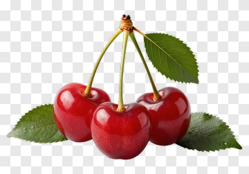 Fresh Red Cherries With Green Leaves PNG