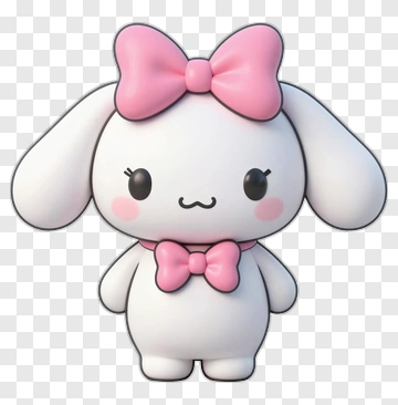 Cute Cartoon Bunny With Pink Bow PNG