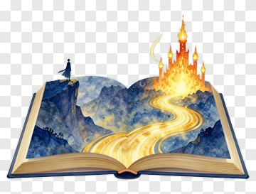 Fantasy Book With Magical Landscape PNG