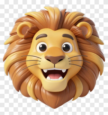 3D Cartoon Lion Head With A Happy Expression PNG
