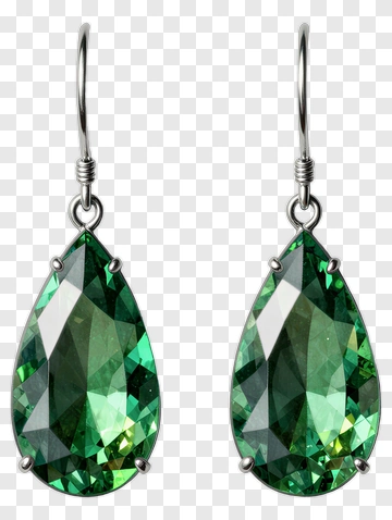 Green Teardrop Earrings PNG