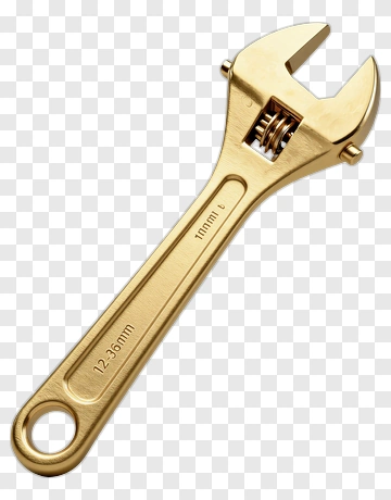 Golden Adjustable Wrench PNG