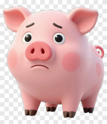 Cartoon Pig With A Sad Expression PNG