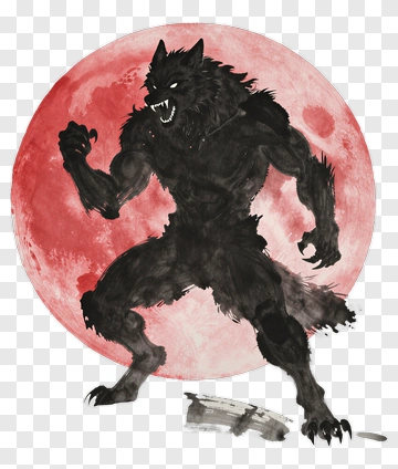 Werewolf Silhouette Against A Full Moon PNG