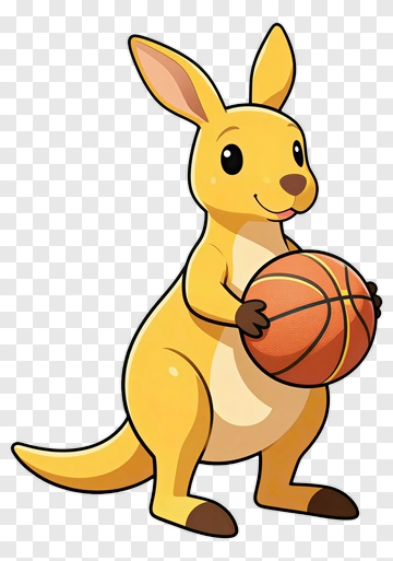 Cartoon Kangaroo Holding A Basketball PNG