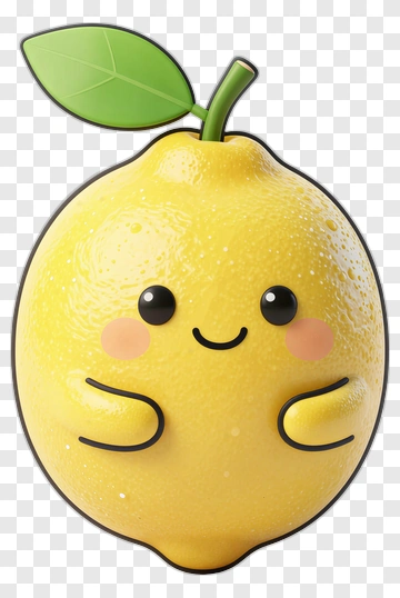 Cute Cartoon Lemon With A Leaf PNG