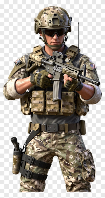 Soldier Holding A Rifle PNG