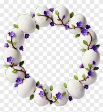 Easter Egg Wreath With Flowers PNG