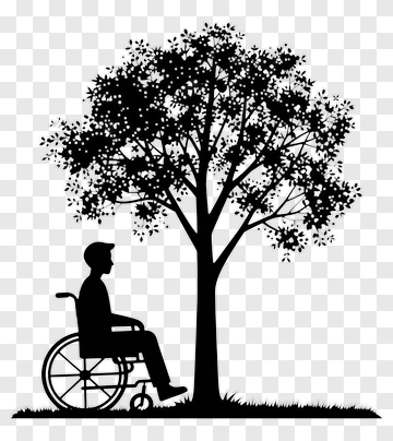 Person In Wheelchair Beside A Tree PNG