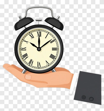Hand Holding An Alarm Clock PNG
