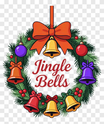 Christmas Wreath With Jingle Bells PNG