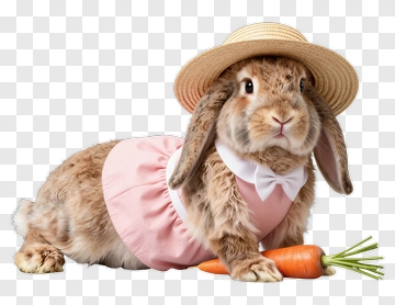 Cute Rabbit Wearing A Hat And Dress PNG