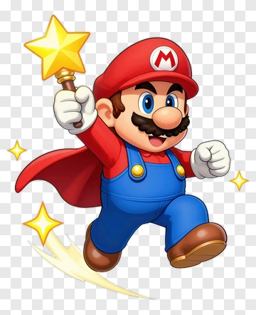 Mario Holding A Magic Star PNG