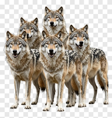 Pack Of Wolves Standing Together PNG