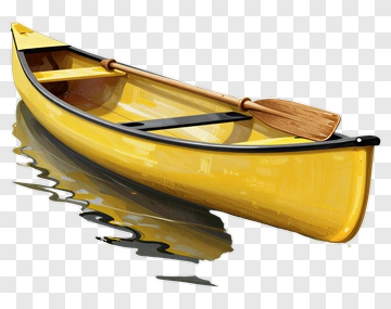 Yellow Canoe With Paddle On Water PNG
