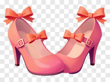 Pink High Heels With Bows PNG