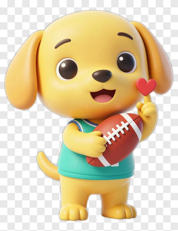 Cartoon Dog Holding A Football PNG