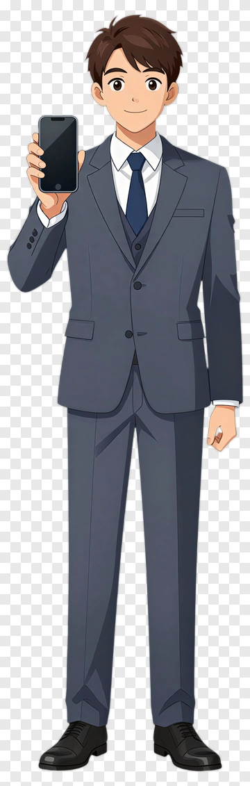 Businessman Holding A Smartphone PNG