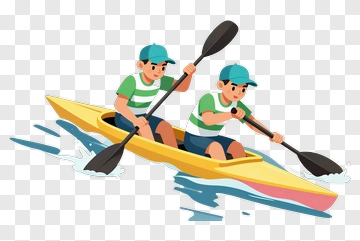 Cartoon Kayaking Duo PNG