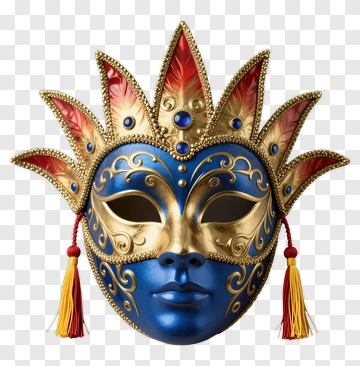 Decorative Carnival Mask With Blue And Gold Design PNG