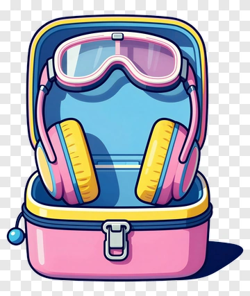 Colorful Headphones In A Pink Case PNG