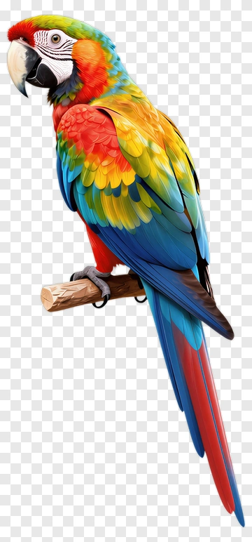 Colorful Macaw Parrot Perched On A Branch PNG