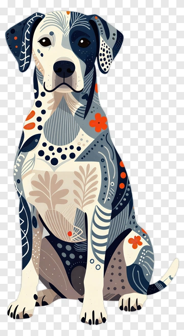 Stylized Dog With Colorful Patterns PNG