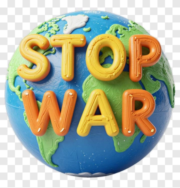 Globe With Stop War Message PNG