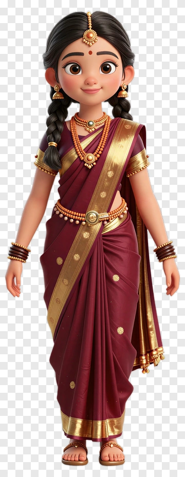 3D Girl In Traditional Indian Attire PNG
