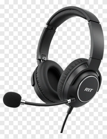 Black Headset With Microphone PNG