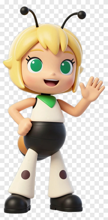 Cartoon Bee Character Waving PNG