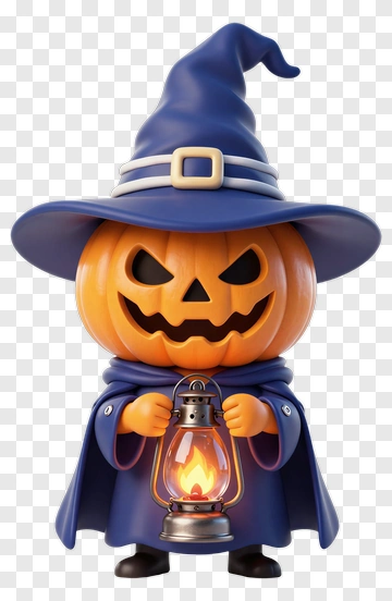 Cartoon Pumpkin Holding A Lantern PNG