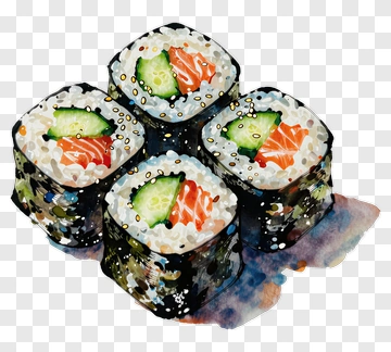 Watercolor Sushi Rolls PNG