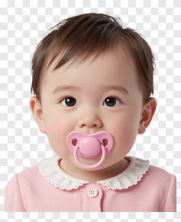 Baby With Pink Pacifier PNG