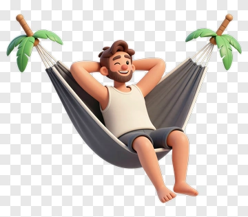 Cartoon Man Relaxing In A Hammock PNG