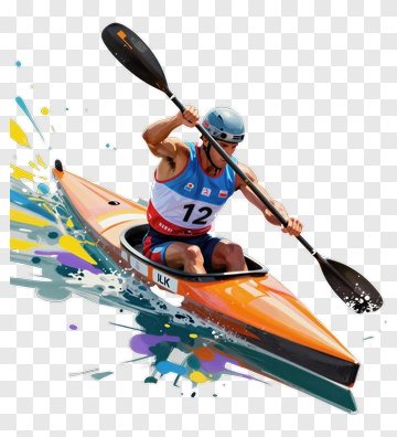 Kayaker Paddling Through Water PNG