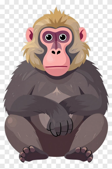 Cartoon Monkey Sitting PNG