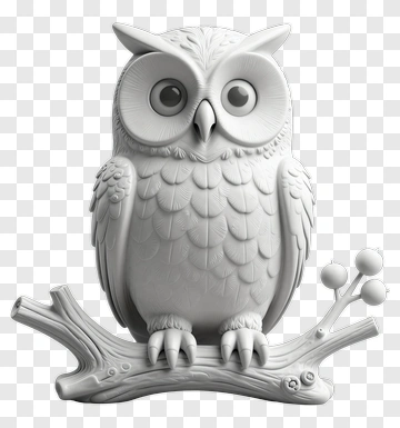 3D Owl Sitting On A Branch PNG