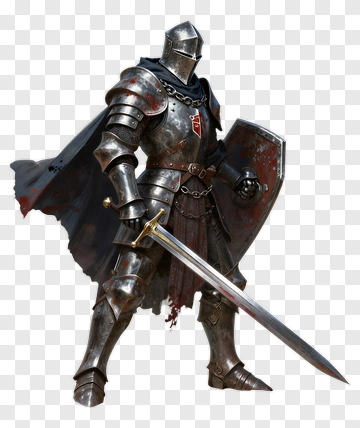 Knight In Armor Holding A Sword PNG