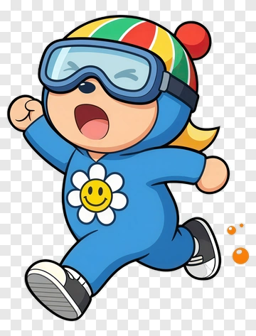 Cartoon Child Running In A Colorful Outfit PNG