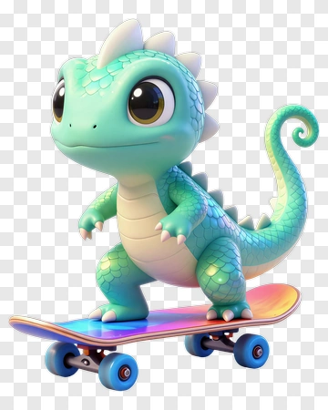 Cartoon Lizard Riding A Skateboard PNG