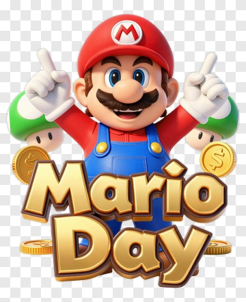 Mario Celebrating Mario Day PNG