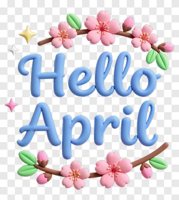 Hello April With Cherry Blossom Frame PNG