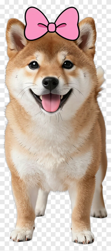 Shiba Inu Dog With Pink Bow PNG