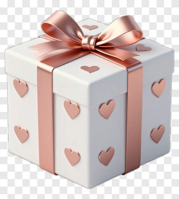 Gift Box With Heart Decorations PNG