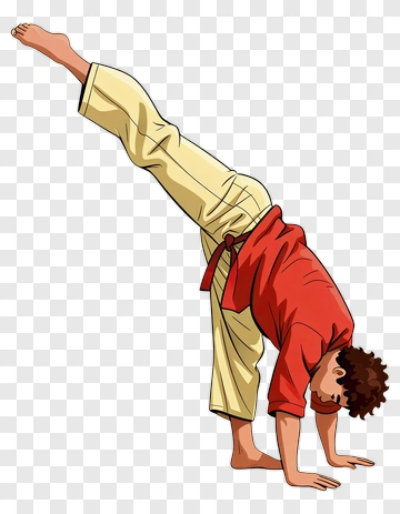 Cartoon Boy Performing A Handstand PNG