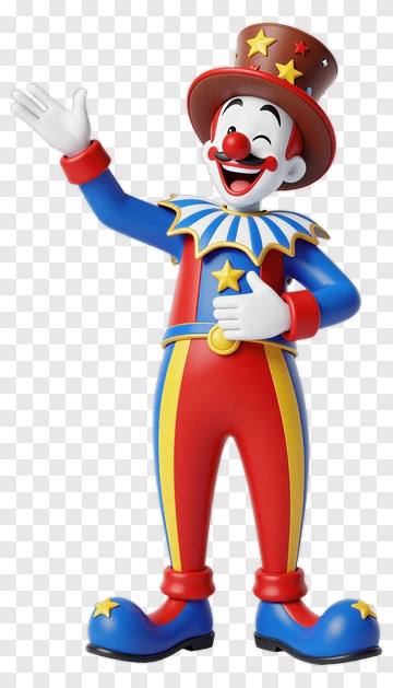 3D Clown Waving Hello PNG